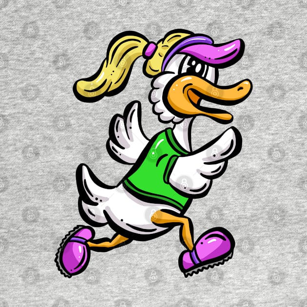 Cartoon Running Female Duck Exercising Illustration by Squeeb Creative